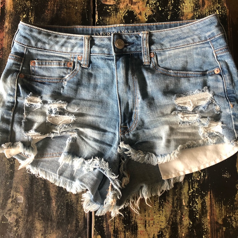 American Eagle Denim Jean Short Shorts Size 10